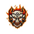 colorful demon mask mascot design in japanese theme