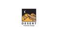 Colorful desert with night moon logo vector symbol icon illustration design