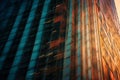 Colorful detail of a business office building with steel and glass at sunset. Generative AI Royalty Free Stock Photo