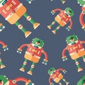 Robot frog flat icon seamless pattern. Royalty Free Stock Photo