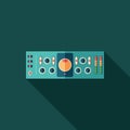 Sound compressor flat square icon with long shadows.