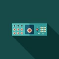 Sound compressor flat square icon with long shadows.