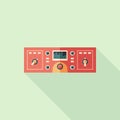 Sound compressor flat square icon with long shadows.