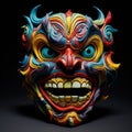 Colorful Devil Face Mask: Grotesque And Macabre Comic Book Style