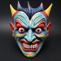 Colorful Devil Mask: Hyperrealistic Sculpture Inspired By Japanese Folk Art
