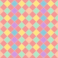 Colorful diagonal square seamless pattern on yellow background vector. Checkered pattern style, punchy pastel color.