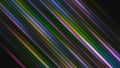 Colorful diagonal stripes shimmer on black background. Motion. Bright multicolored lines shimmer beautifully