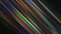 Colorful diagonal stripes shimmer on black background. Motion. Bright multicolored lines shimmer beautifully