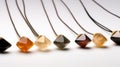 Colorful Diamond Necklaces With Wooden Pendants In Tsuchiya Koitsu Style