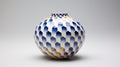 Colorful Diamond Pattern Vase: Light Indigo And Dark Amber Porcelain