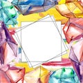 Colorful diamond rock jewelry mineral.Frame border ornament square. Royalty Free Stock Photo