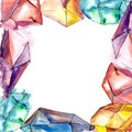 Colorful diamond rock jewelry mineral.Frame border ornament square. Royalty Free Stock Photo