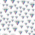 Colorful diamond seamless pattern on white background. Paper print design. Abstract retro vector illustration. Trendy textile, Royalty Free Stock Photo