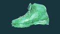 Colorful diamond sports shoes, low poly sneakers with hard edges and shiny faces. Sports fitness achievement metaphor Royalty Free Stock Photo