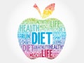 Colorful Diet apple word cloud Royalty Free Stock Photo