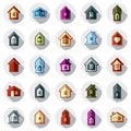 Colorful different houses icons for use in graphic design, set