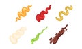 Colorful Different Sauce Strips Vector Set. Various Assortment of Spicy Gourmet