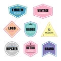 Colorful different shapes retro and vintage labels and badges icons banners set on white Royalty Free Stock Photo