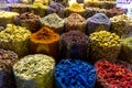 Colorful different spices in the spice market souk in old Dubai Royalty Free Stock Photo