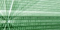 Colorful digital binary data digits and streaming binary code background with light beams Royalty Free Stock Photo