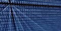 Colorful digital binary data digits and streaming binary code background with light beams Royalty Free Stock Photo