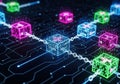 Visualization of blockchain technology, symbolizing data exchange Royalty Free Stock Photo