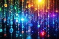 Colorful Digital Data Stream Binary Code Rain Royalty Free Stock Photo