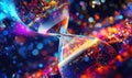 Colorful digital hourglass symbolizing time and technology in a vibrant abstract background Royalty Free Stock Photo