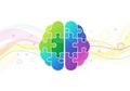 Colorful digital illustration of a brain composed of interlocking Royalty Free Stock Photo