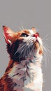 Colorful digital illustration of a cat looking upwards Royalty Free Stock Photo