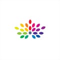 Colorful digital leaf tree company logo and icon