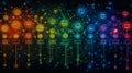 Colorful Digital Network Visualization with Connected Data Nodes
