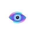 Colorful digital optical icon with blue eyeball