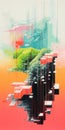 Colorful Digital Printing: Pixelated Landscapes And Dreamlike Illustrations