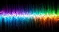 Colorful digital sound wave spectrum with binary code flowing through lines Royalty Free Stock Photo