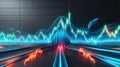 Colorful digital trading graph visualizing financial market trends with dynamic lines and peaks in a modern design setting