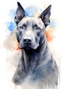 A colorful, digital watercolour painting, showing the a Thai ridgeback dog. Royalty Free Stock Photo