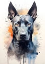 A colorful, digital watercolour painting, showing the a Thai ridgeback dog. Royalty Free Stock Photo