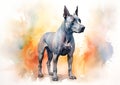 A colorful, digital watercolour painting, showing the a Thai ridgeback dog. Royalty Free Stock Photo