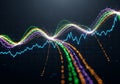 Colorful digital waveforms and data points Royalty Free Stock Photo