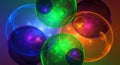 Colorful, digitally generated spheres overlap and interact in a vibrant array. Each Royalty Free Stock Photo