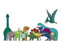 Colorful dinosaur group Royalty Free Stock Photo