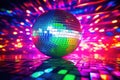 colorful disco ball reflecting lights Royalty Free Stock Photo