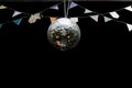 Colorful disco mirror ball lights night club background. copy space Royalty Free Stock Photo