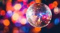 Colorful disco mirror ball lights night club background. Party lights disco ball Royalty Free Stock Photo