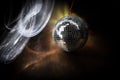 Colorful disco mirror ball lights night club background. Party lights disco ball. Selective focus Royalty Free Stock Photo