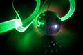 Colorful disco mirror ball lights night club background. Party lights disco ball. Selective focus Royalty Free Stock Photo