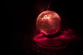 Colorful disco mirror ball lights night club background. Party lights disco ball. Royalty Free Stock Photo