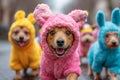 A Colorful Display of Dogs Dressed for the Springtime Occasion, Doggone Cute Easter Royalty Free Stock Photo