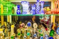 Colorful display of famous Czech Bohemian crystal glass Old Town Prague Czechia